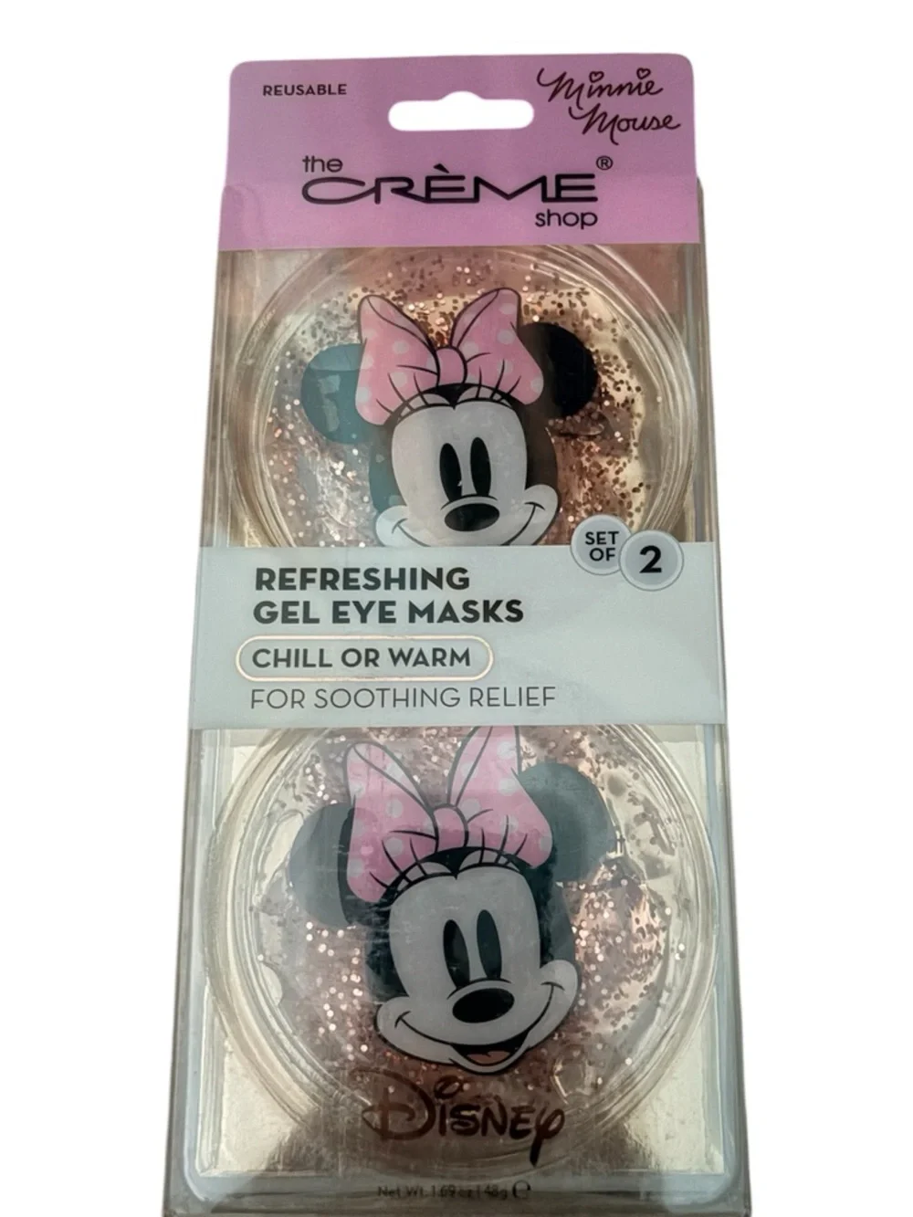 The Crème Shop x Disney Minnie Mouse Pink Refreshing Gel Eye Masks - Set of 2 - Picture 1 of 3